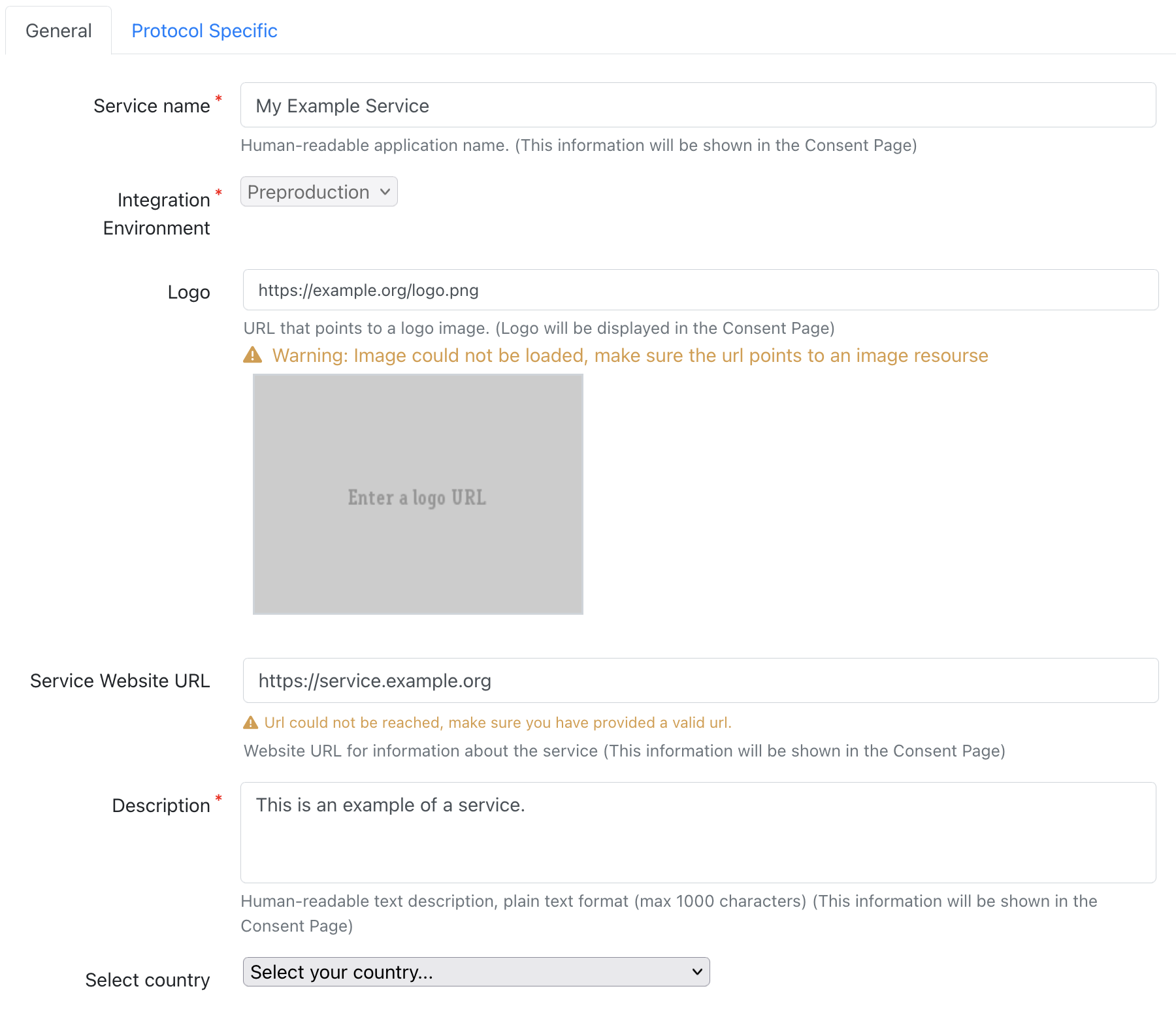 Core Service Registry - General service info