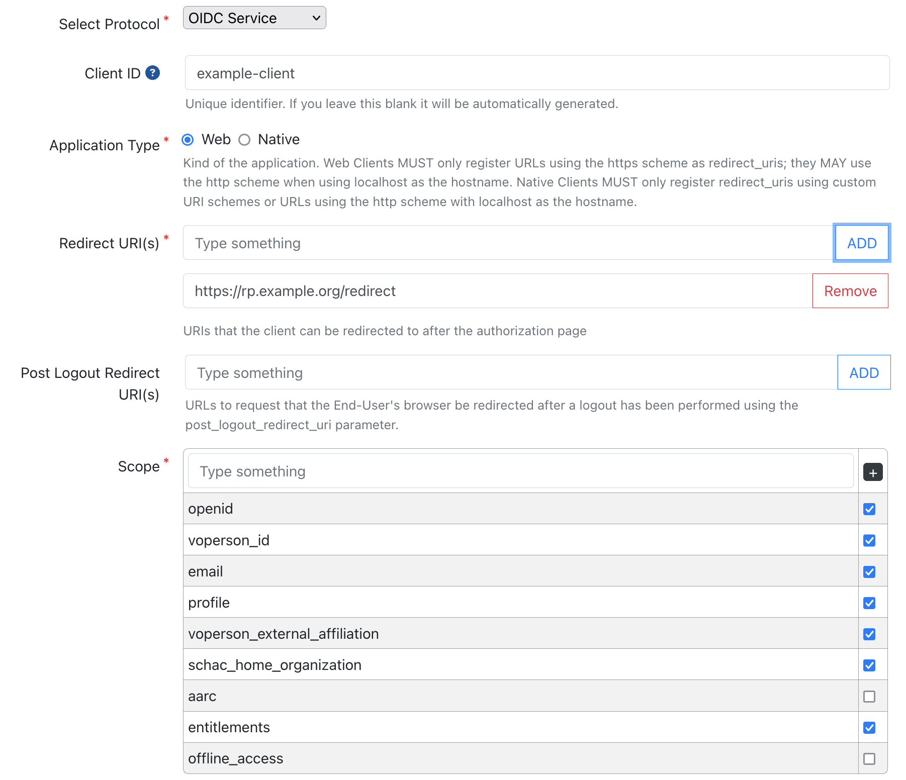 Core Service Registry - OIDC service