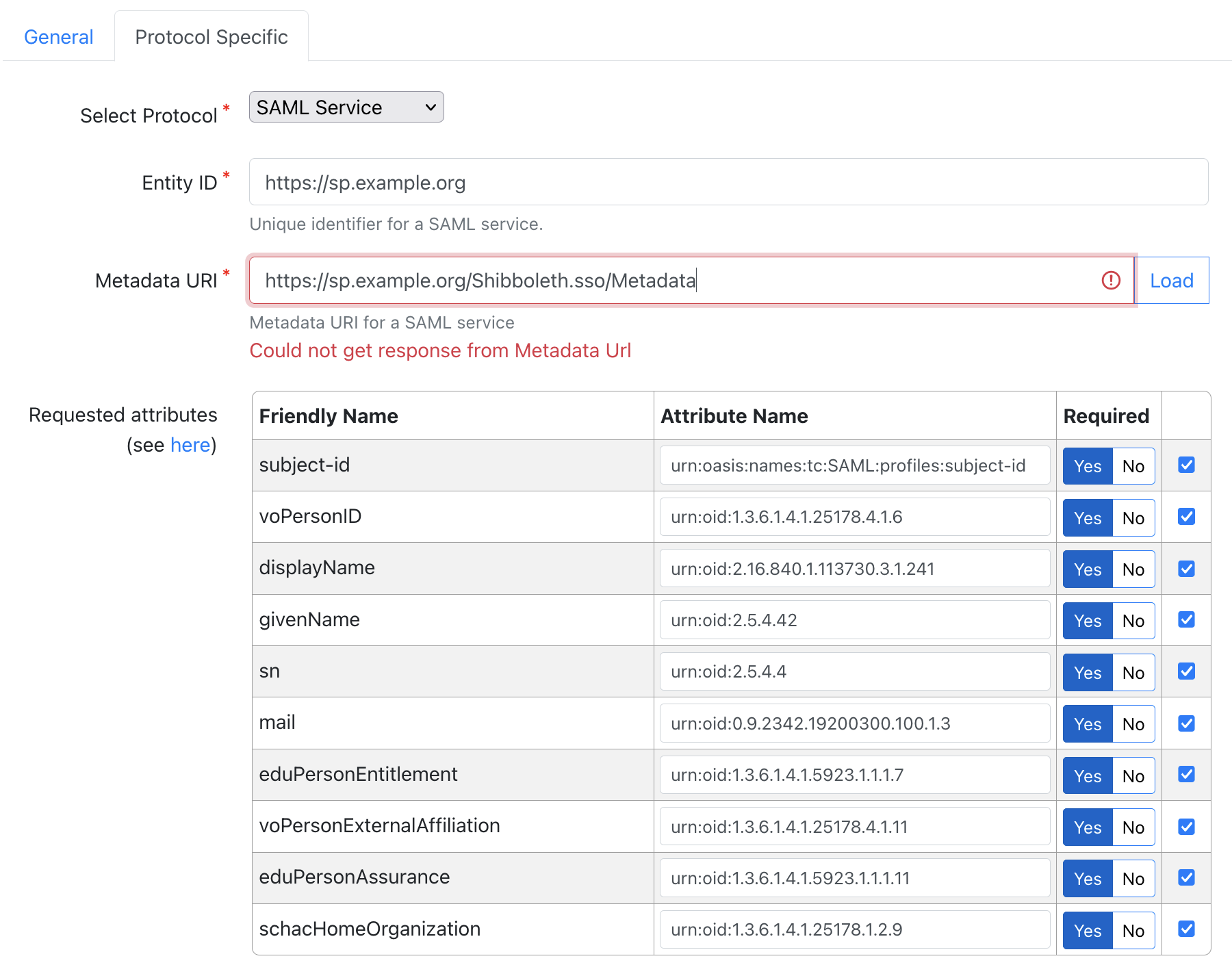 Core Service Registry - SAML service